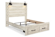 Cambeck Whitewash Queen Panel Bed with 2 Storage Drawers - Gate FurnitureQueen Bed