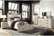 Cambeck Whitewash Queen Panel Bed with 2 Storage Drawers - Gate FurnitureQueen Bed