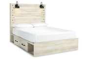 Cambeck Whitewash Queen Panel Bed with 2 Storage Drawers - Gate FurnitureQueen Bed