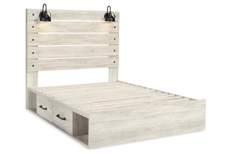 Cambeck Whitewash Queen Panel Bed with 2 Storage Drawers - Gate FurnitureQueen Bed