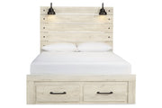 Cambeck Whitewash Queen Panel Bed with 2 Storage Drawers - Gate FurnitureQueen Bed