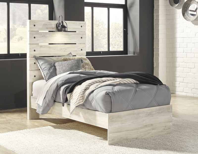Cambeck Whitewash Twin Panel Bed - Gate FurnitureTwin Bed