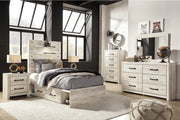 Cambeck Whitewash Twin Panel Bed with 4 Storage Drawers - Gate FurnitureTwin Bed