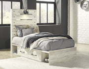Cambeck Whitewash Twin Side Storage Platform Bed - Gate FurnitureTwin Bed