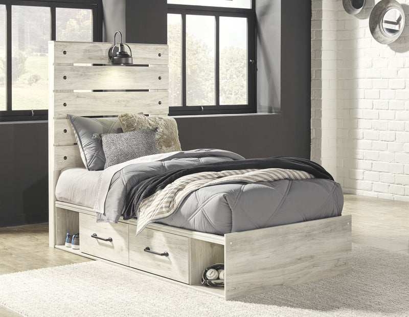 Cambeck Whitewash Twin Side Storage Platform Bed - Gate FurnitureTwin Bed