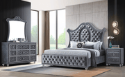 Cameo Gray King Upholstered Panel Bed - Gate FurnitureKing Bed