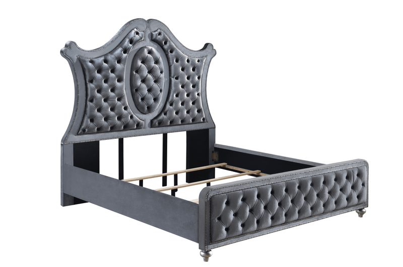 Cameo Gray King Upholstered Panel Bed - Gate FurnitureKing Bed