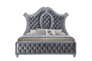 Cameo Gray Queen Upholstered Panel Bed - Gate FurnitureQueen Bed
