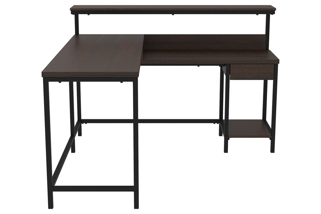 Camiburg Warm Brown Home Office L-Desk with Storage - H283-24 - Gate Furniture
