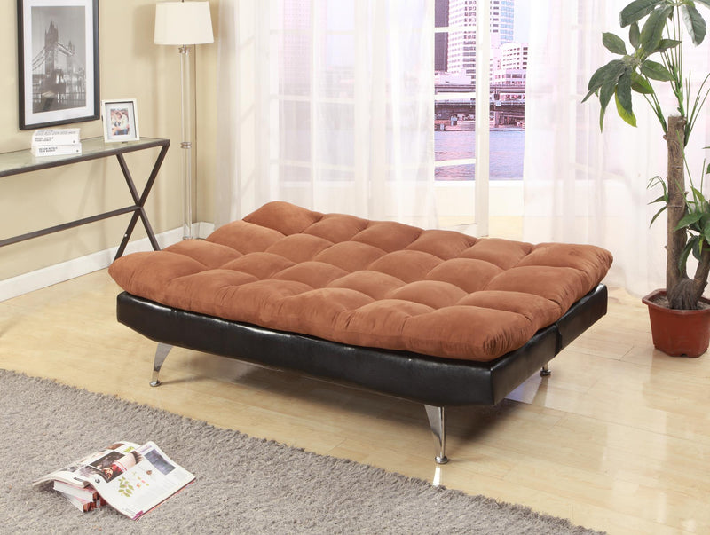 Camile Dark Brown Pu Adjustable Sofa Bed - Gate FurnitureFuton