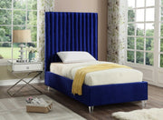 Candace Velvet Twin Bed Blue - Gate FurnitureTwin Bed