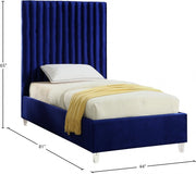 Candace Velvet Twin Bed Blue - Gate FurnitureTwin Bed