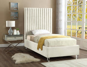 Candace Velvet Twin Bed Cream - Gate FurnitureTwin Bed