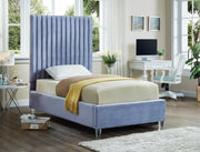 Candace Velvet Twin Bed Light Blue - Gate FurnitureTwin Bed
