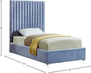 Candace Velvet Twin Bed Light Blue - Gate FurnitureTwin Bed