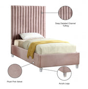 Candace Velvet Twin Bed Pink - Gate FurnitureTwin Bed
