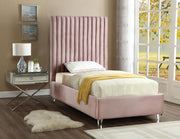 Candace Velvet Twin Bed Pink - Gate FurnitureTwin Bed