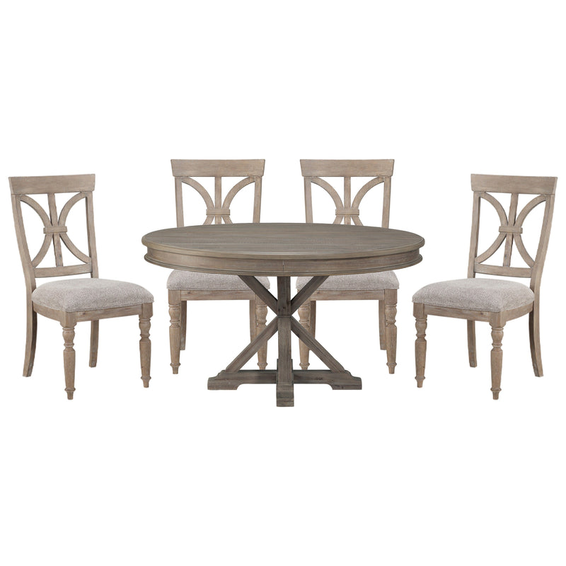 Cardano Driftwood Brown Round Dining Set - Gate FurnitureDining Room Set
