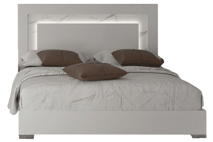 Carrara Bed White W/Light Queen - Gate Furniture