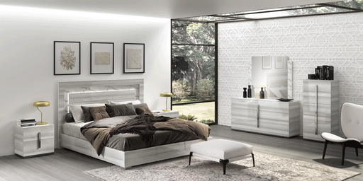 Carrara Bedroom Grey W/Light Set - Gate Furniture