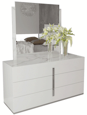 Carrara White Dresser/Mirror Set - Gate Furniture