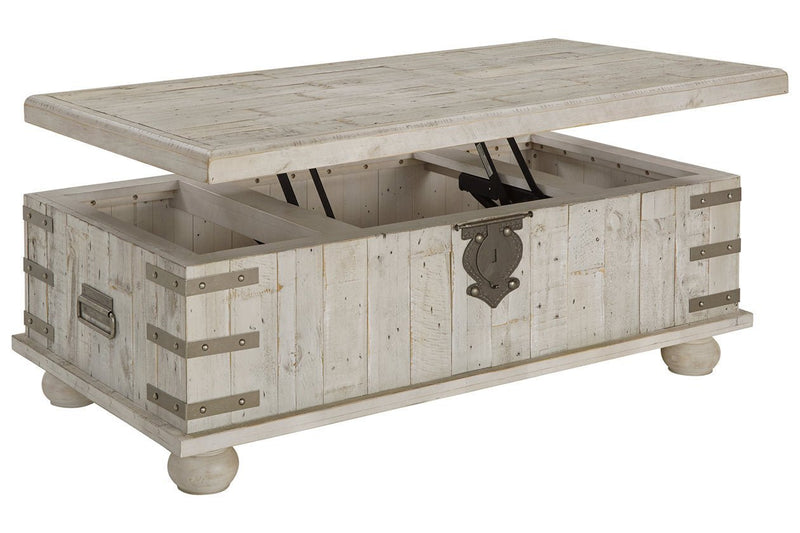 Carynhurst White Wash Gray Coffee Table with Lift Top - Gate FurnitureCoffee Table