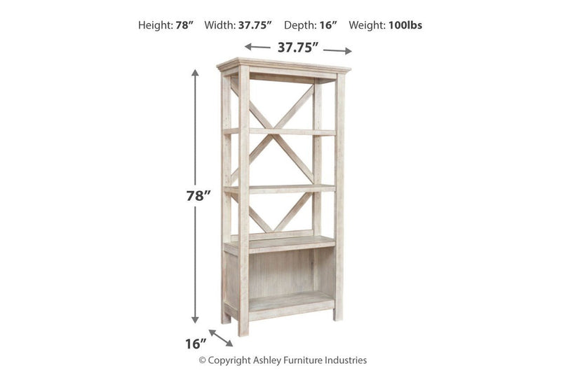 Carynhurst Whitewash 75" Bookcase - Gate FurnitureBookcases