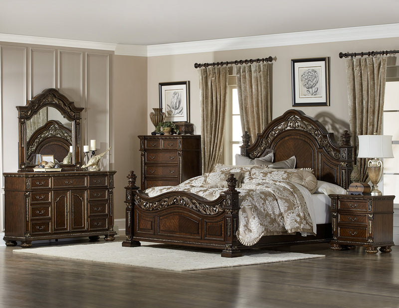 Catalonia Cherry Queen Panel Bed - Gate FurnitureQueen Bed