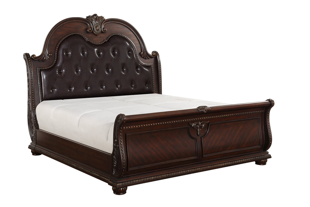 Cavalier Brown Queen Sleigh Bed - 1757-1 - Gate Furniture