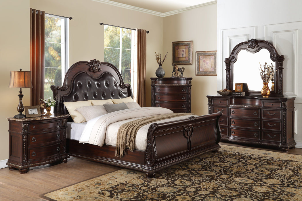Cavalier Brown Queen Sleigh Bed - 1757-1 - Gate Furniture