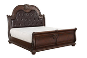 Cavalier Dark Cherry Upholstered Sleigh Bedroom Set - Gate FurnitureBedroom Set