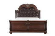 Cavalier Dark Cherry Upholstered Sleigh Bedroom Set - Gate FurnitureBedroom Set