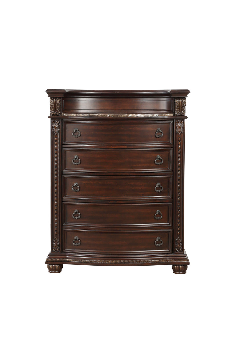 Cavalier Dark Cherry Upholstered Sleigh Bedroom Set - Gate FurnitureBedroom Set