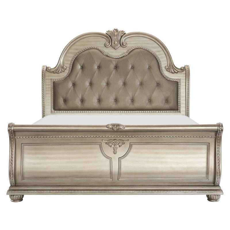 Cavalier Silver Upholstered Sleigh Bedroom Set - Gate FurnitureBedroom Set