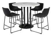 Centiar Black/Black 5 - Piece Round Counter Height Set - Gate FurnitureCounter Height Set