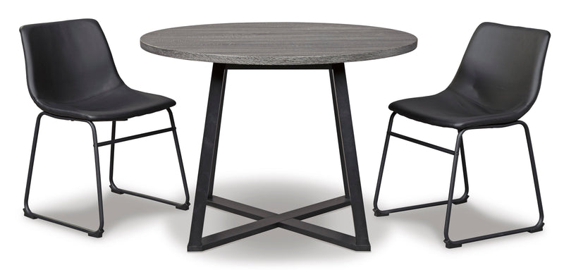 Centiar Gray/Black 3 - Piece Round Dining Set - Gate FurnitureDining Room Set