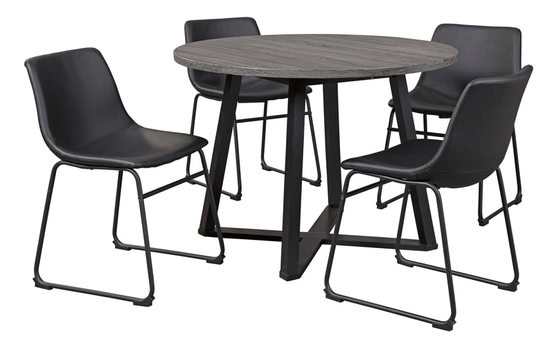 Centiar Gray/Black 5 - Piece Round Dining Set - Gate FurnitureDining Room Set