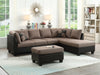 Ceratos Brown Linen Two Tone Pu Sectional With Ottoman - Gate Furniture
