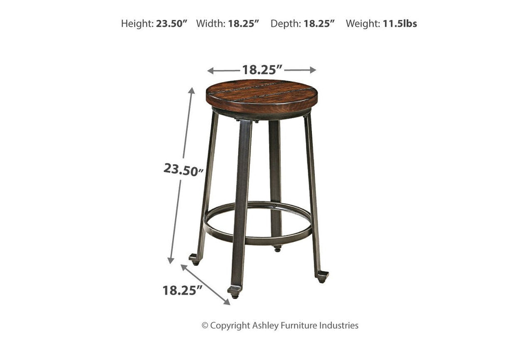 Challiman Rustic Brown Counter Height Bar Stool (Set of 2) - D307-124 - Gate Furniture
