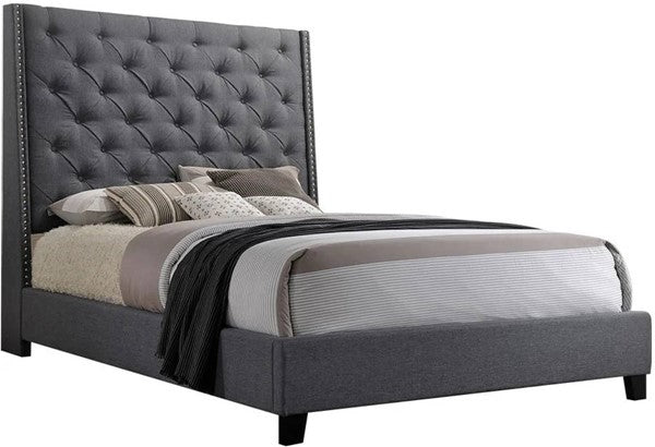 Chantilly Gray King Upholstered Bed - Gate FurnitureKing Bed