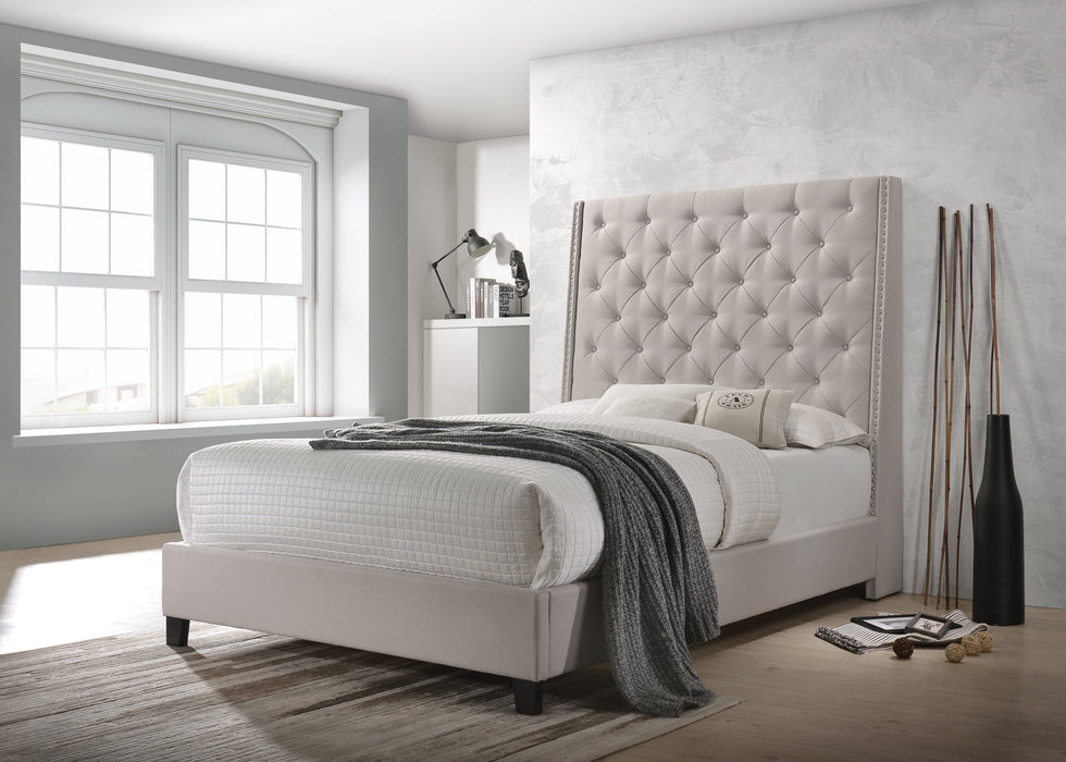 Chantilly Khaki Upholstered King Bed - Gate Furniture
