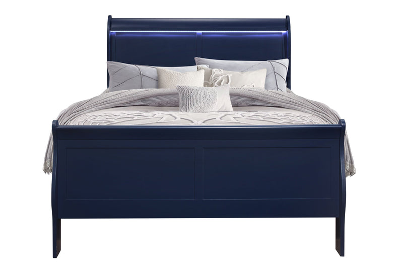 Charlie Blue Full Bed With Led - Gate FurnitureFull Bed