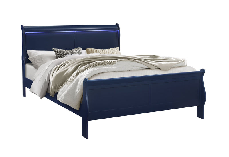 Charlie Blue King Bed With Led - Gate FurnitureKing Bed