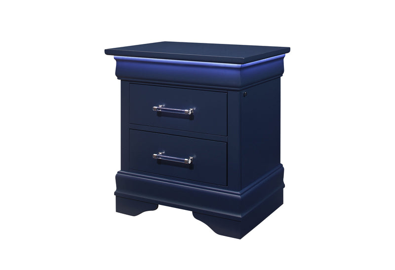 Charlie Blue Nightstand With Led - Gate FurnitureNightstand
