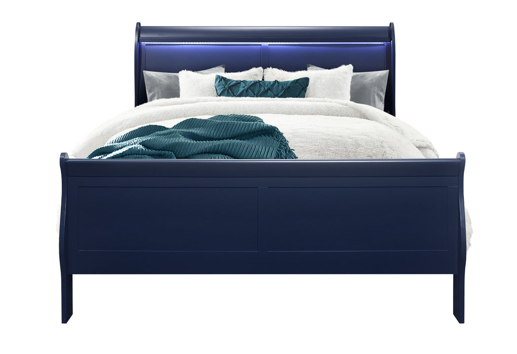 Charlie Blue Queen Bed Group With Led - CHARLIE-BLUE-QBG - Gate Furniture
