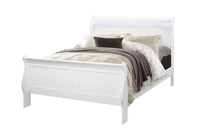Charlie White Full Bed With Led - Gate FurnitureFull Bed