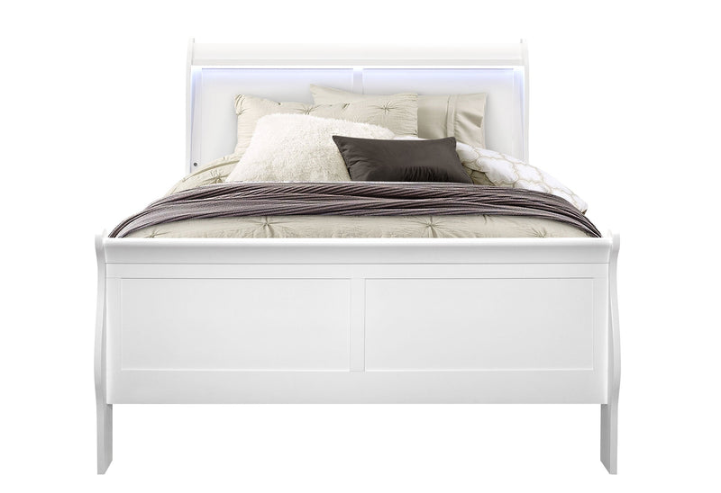 Charlie White Full Bed With Led - Gate FurnitureFull Bed