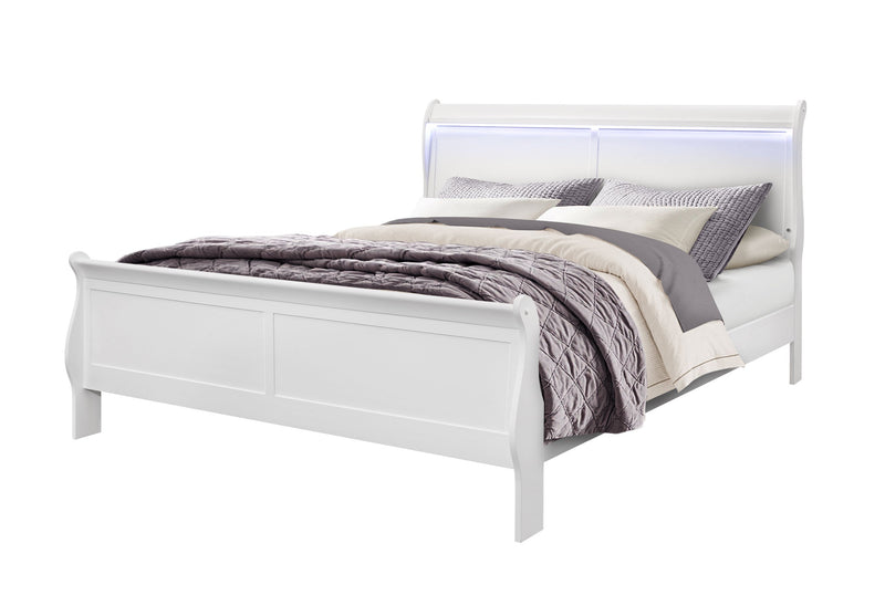 Charlie White King Bed Group With Led - Gate FurnitureKing Bed