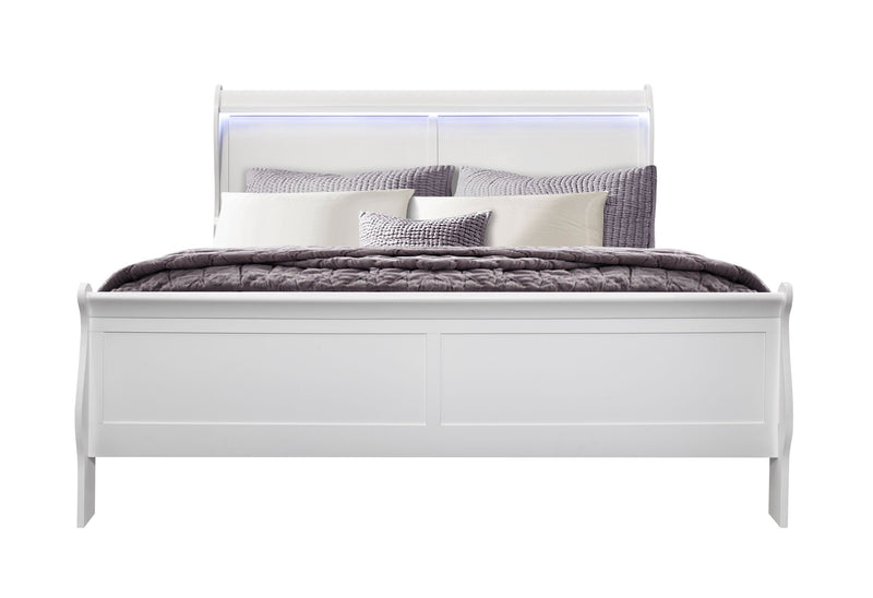 Charlie White King Bed With Led - Gate FurnitureKing Bed