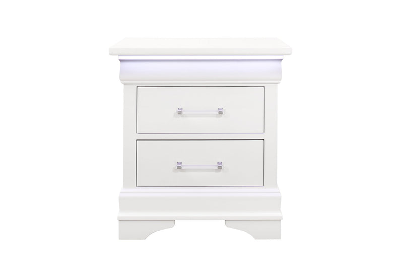 Charlie White Nightstand With Led - Gate FurnitureNightstand